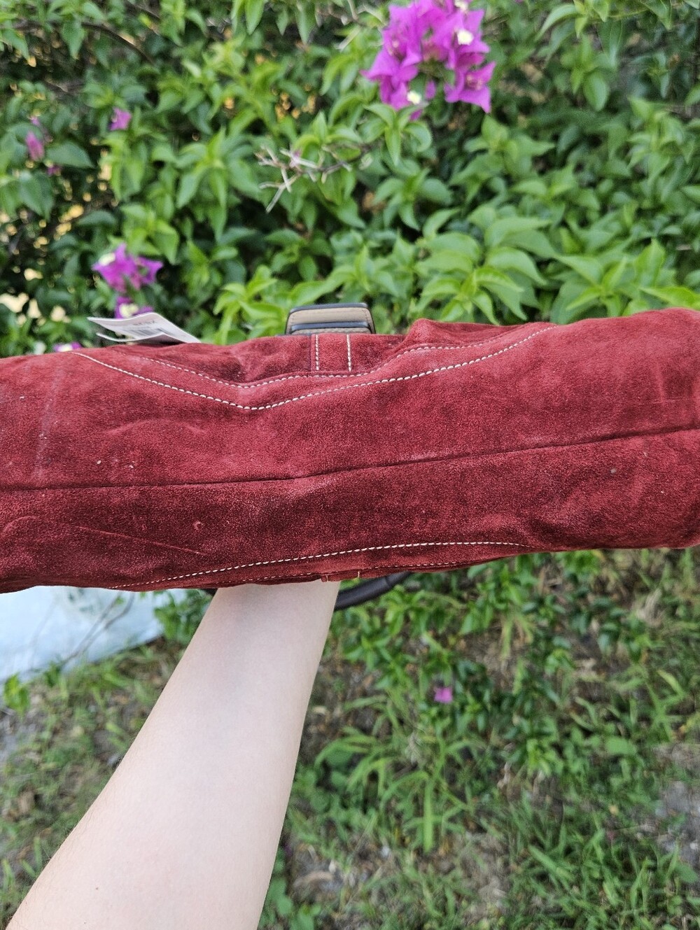 Vintage Coach Soho 9507 Burgundy Suede Shoulder Bag Hangtag Musty Smell Read - Picture 6 of 14